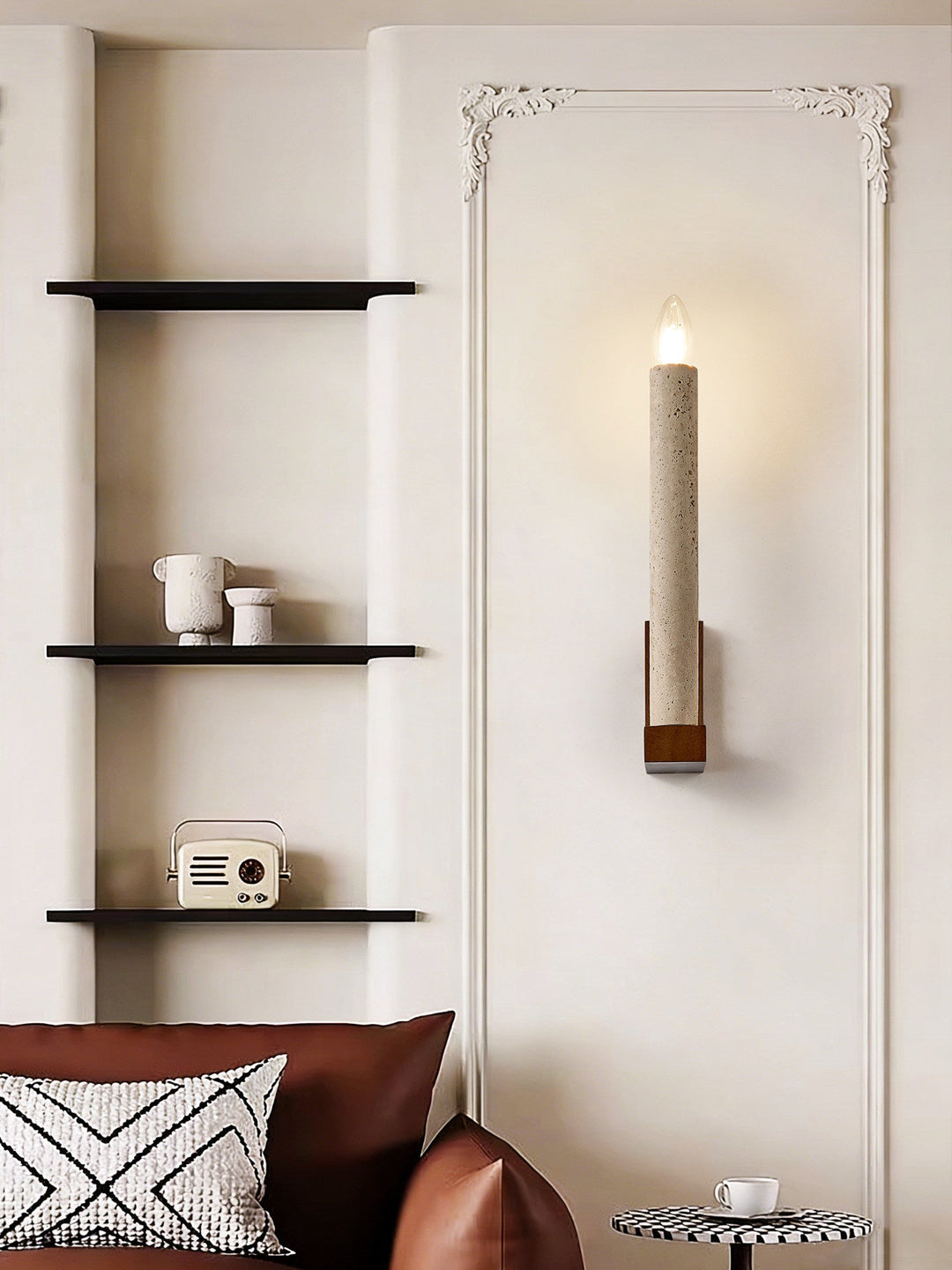 Tavian Travertine Candle Wall Lamp