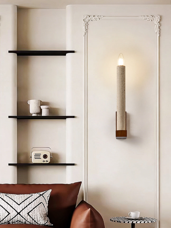 Tavian Travertine Candle Wall Lamp