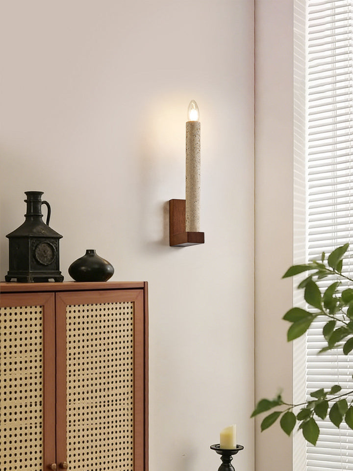Tavian Travertine Candle Wall Lamp