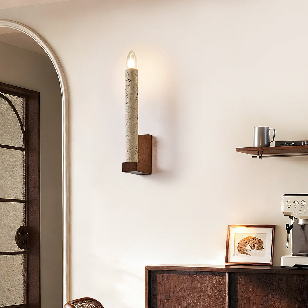 Tavian Travertine Candle Wall Lamp