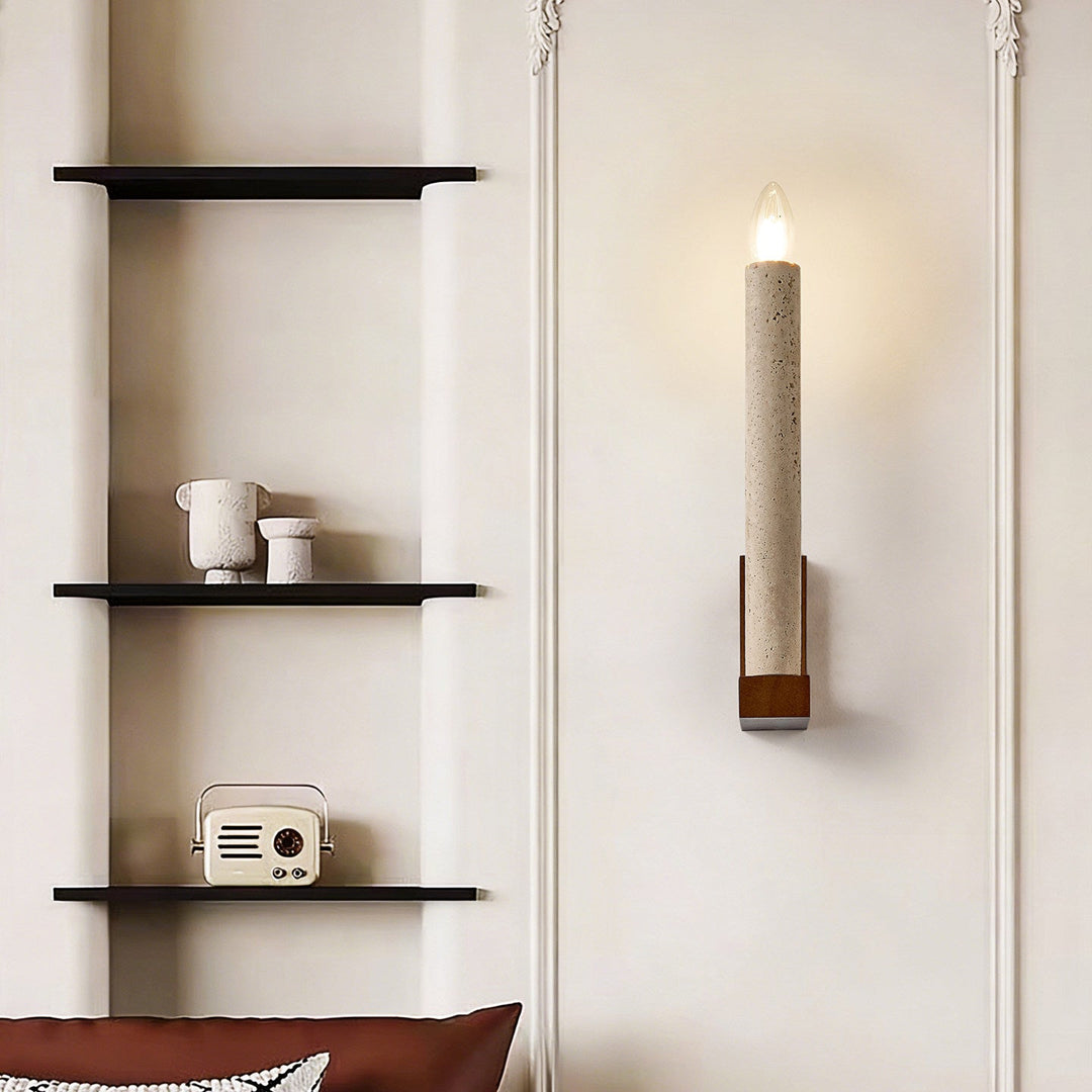 Tavian Travertine Candle Wall Lamp