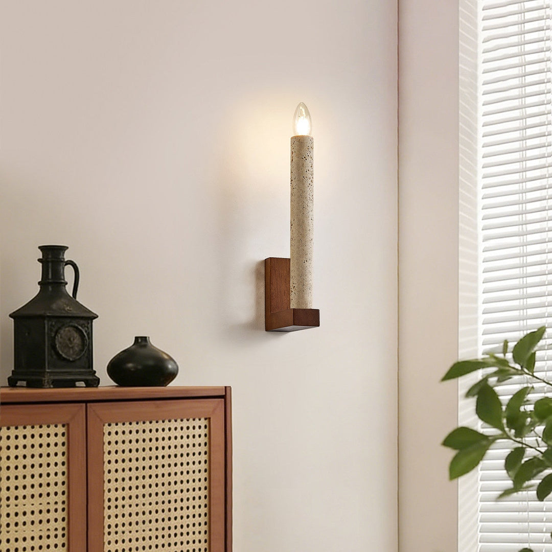Tavian Travertine Candle Wall Lamp