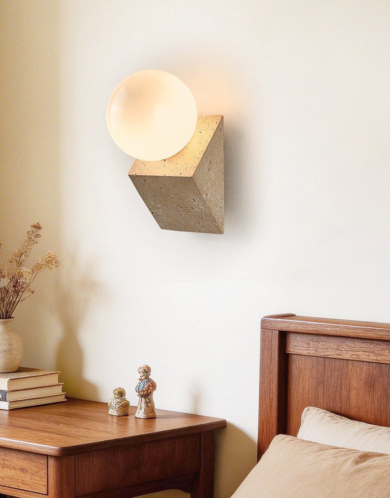 Tavian Orb Travertine Wall Lamp