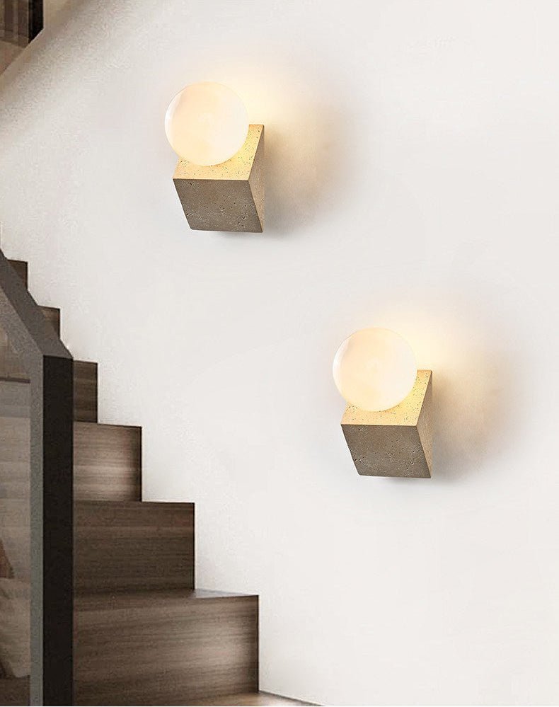Tavian Orb Travertine Wall Lamp