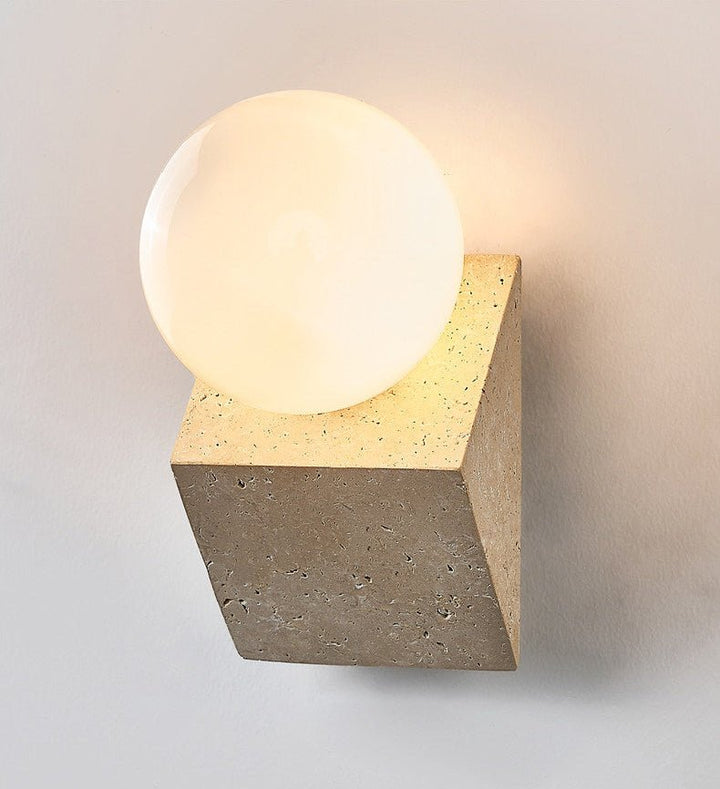 Tavian Orb Travertine Wall Lamp