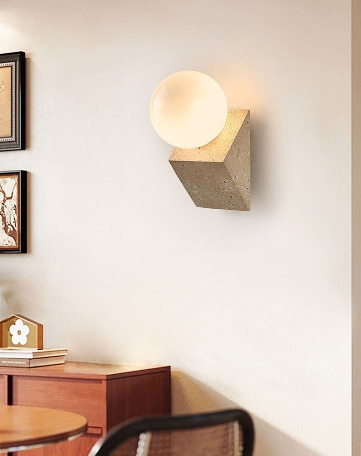 Tavian Orb Travertine Wall Lamp