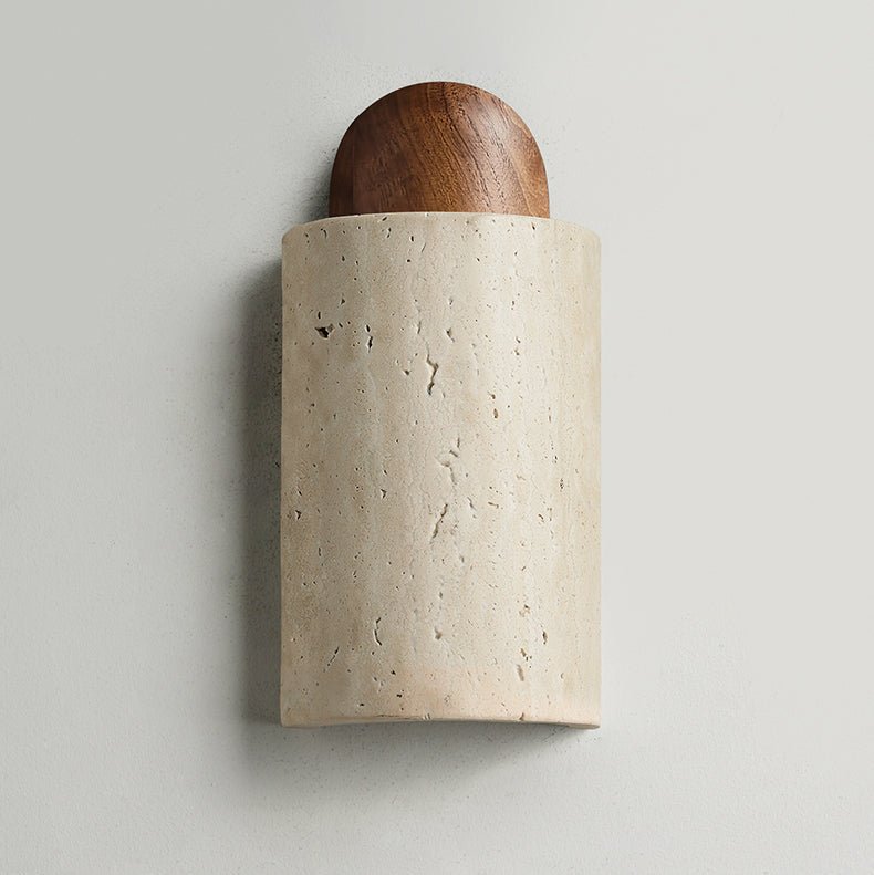 Travertine Cylinder Cap Wall Light