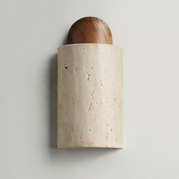 Travertine Cylinder Cap Wall Light