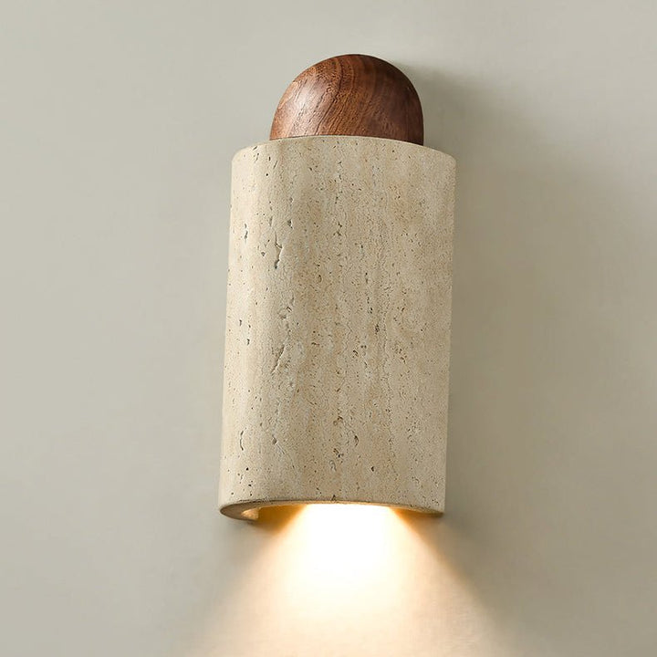 Travertine Cylinder Cap Wall Light