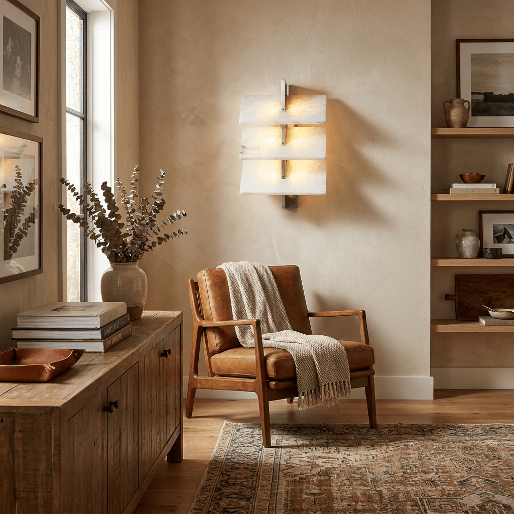 Tiered Alabaster Wall Sconce
