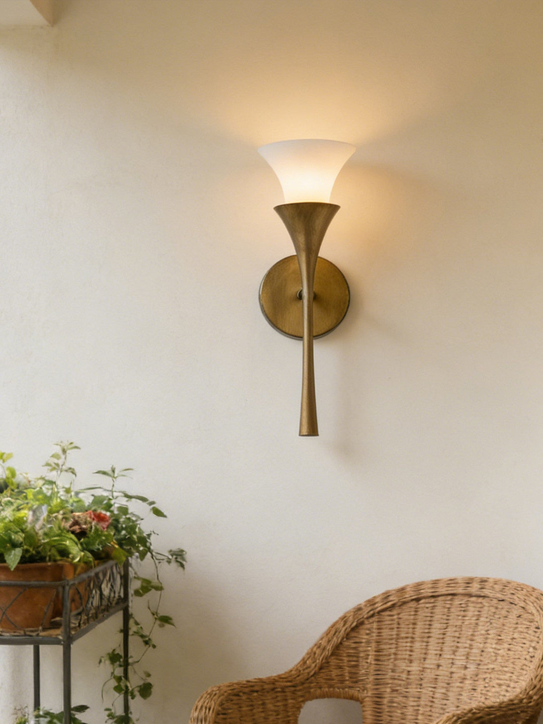 Antique Brass Double Cone Wall Sconce