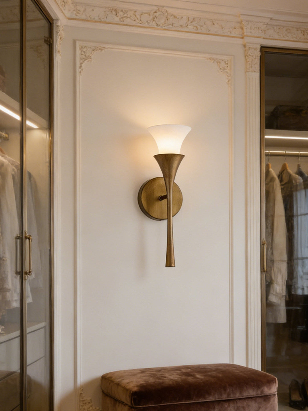 Antique Brass Double Cone Wall Sconce