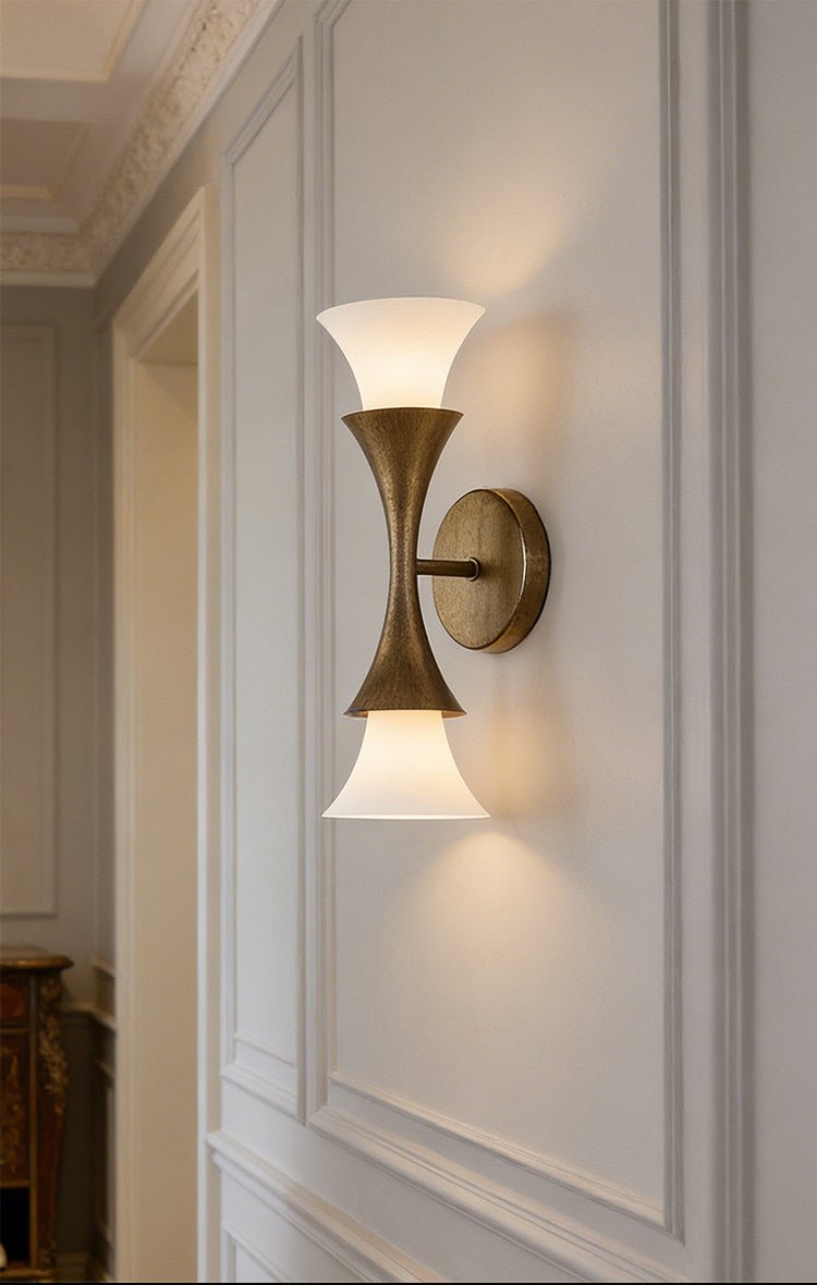 Antique Brass Double Cone Wall Sconce