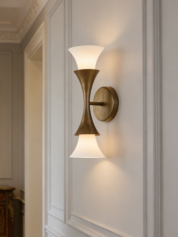 Antique Brass Double Cone Wall Sconce