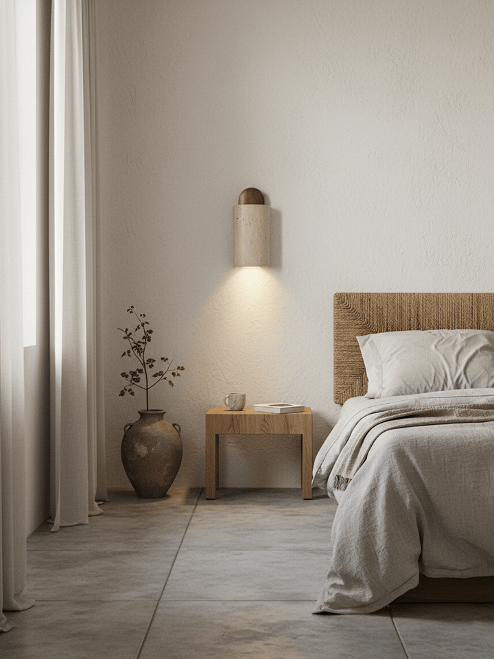 Travertine Cylinder Cap Wall Light