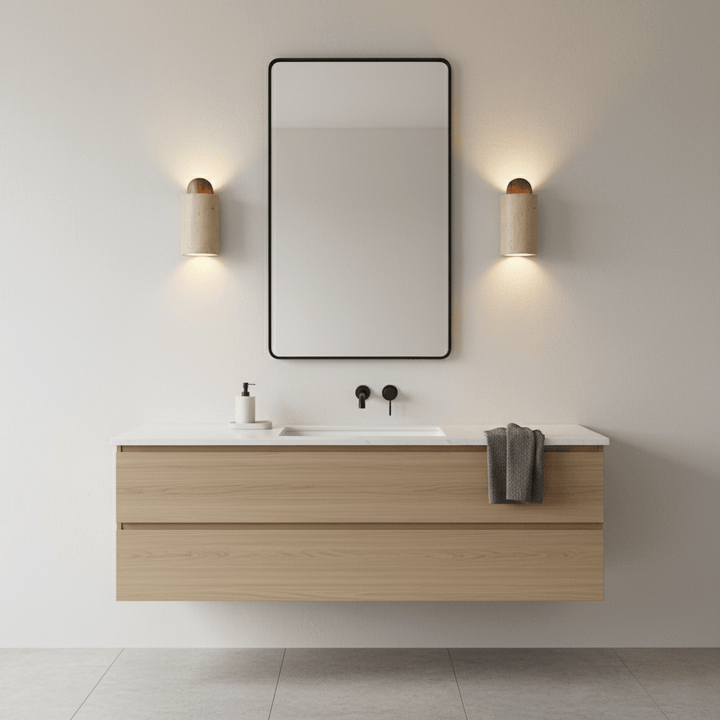 Travertine Cylinder Cap Wall Light