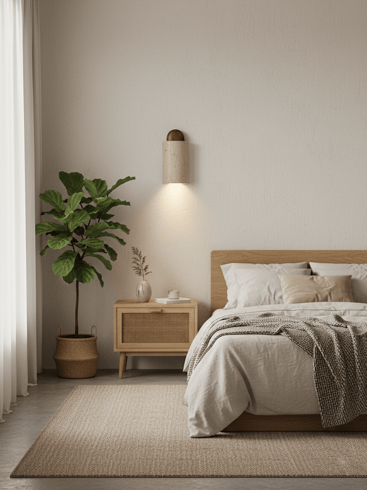 Travertine Cylinder Cap Wall Light
