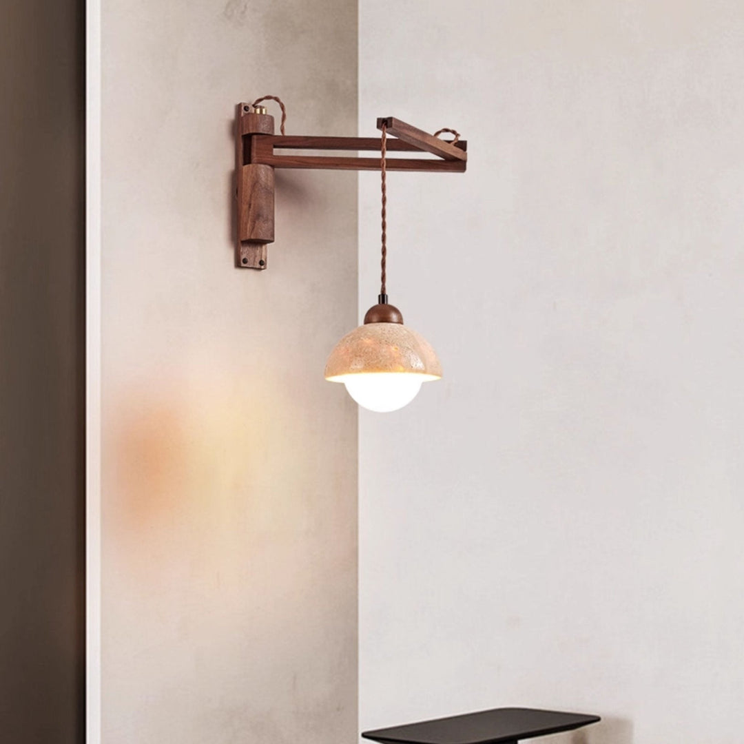 Travertine Swing Arm Wall Sconce