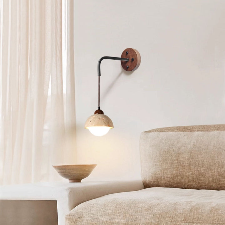 Travertine Swing Arm Wall Sconce
