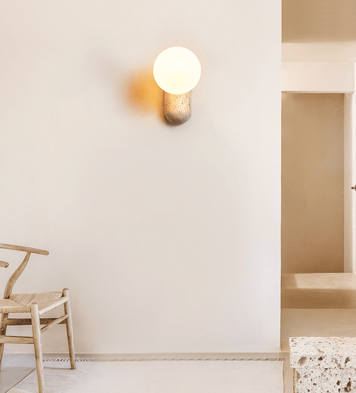 Travertine Pebble Wall Light