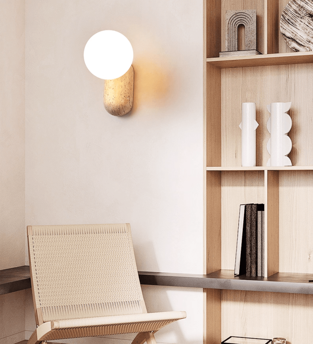 Travertine Pebble Wall Light