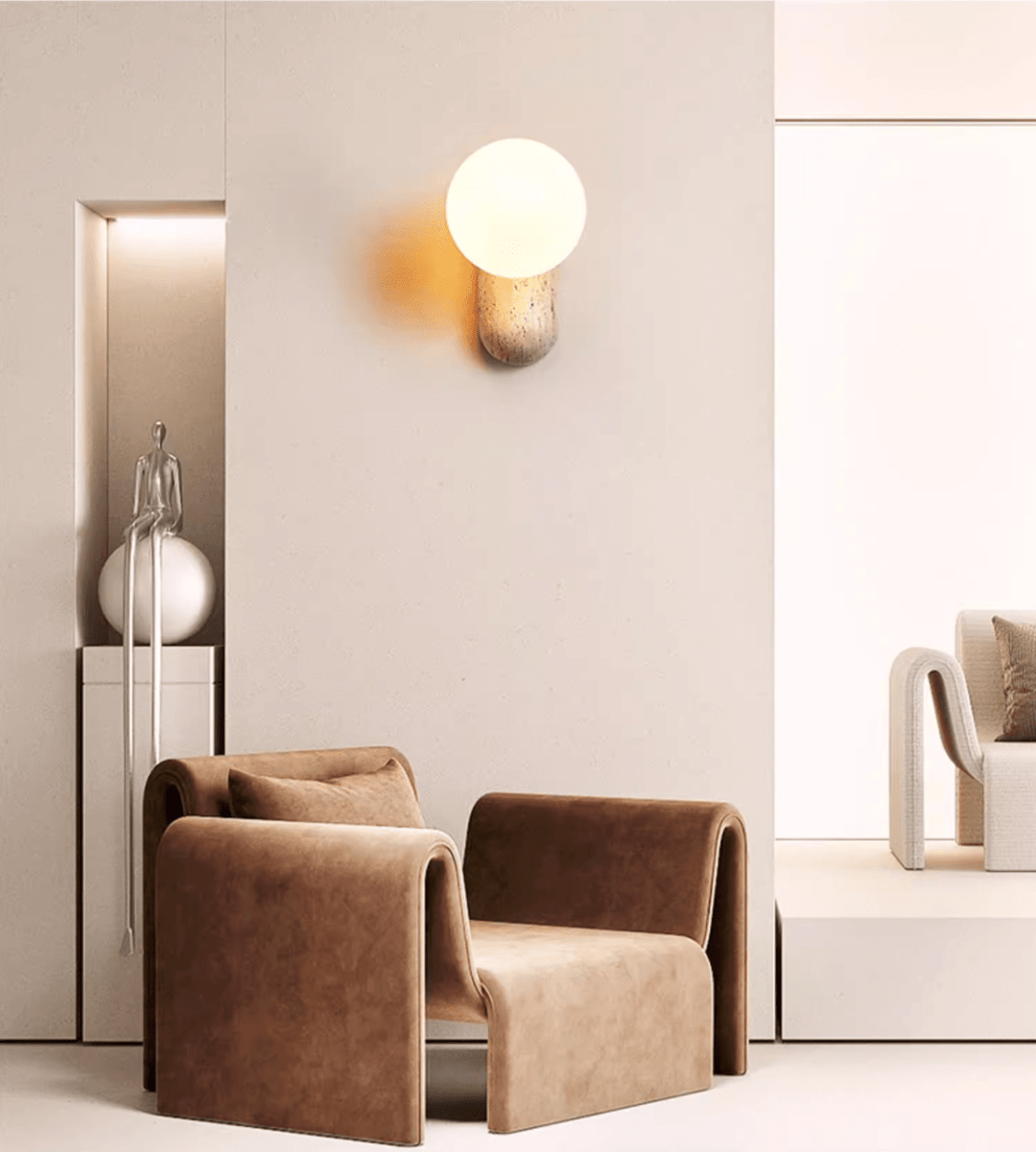 Travertine Pebble Wall Light