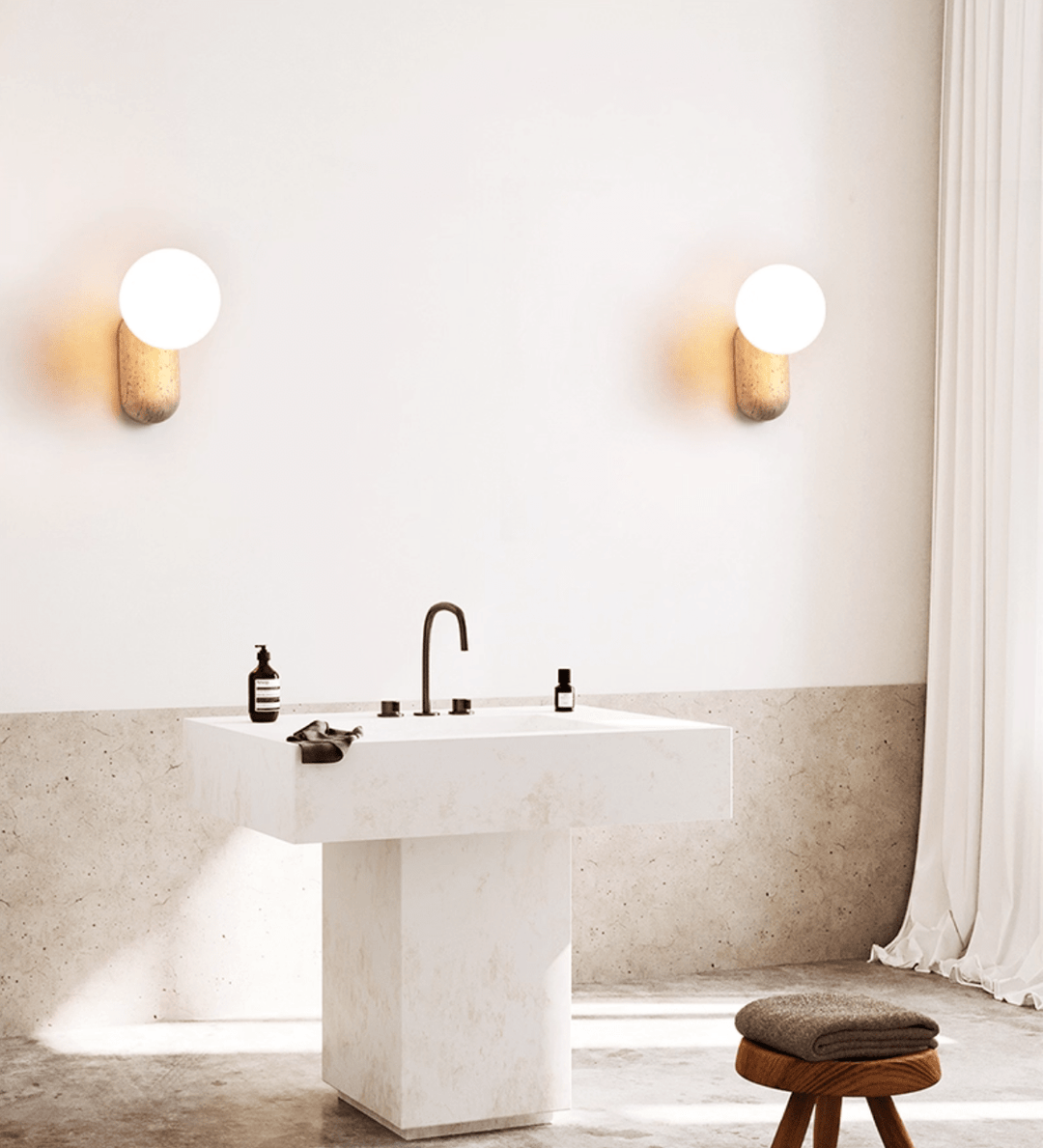 Travertine Pebble Wall Light