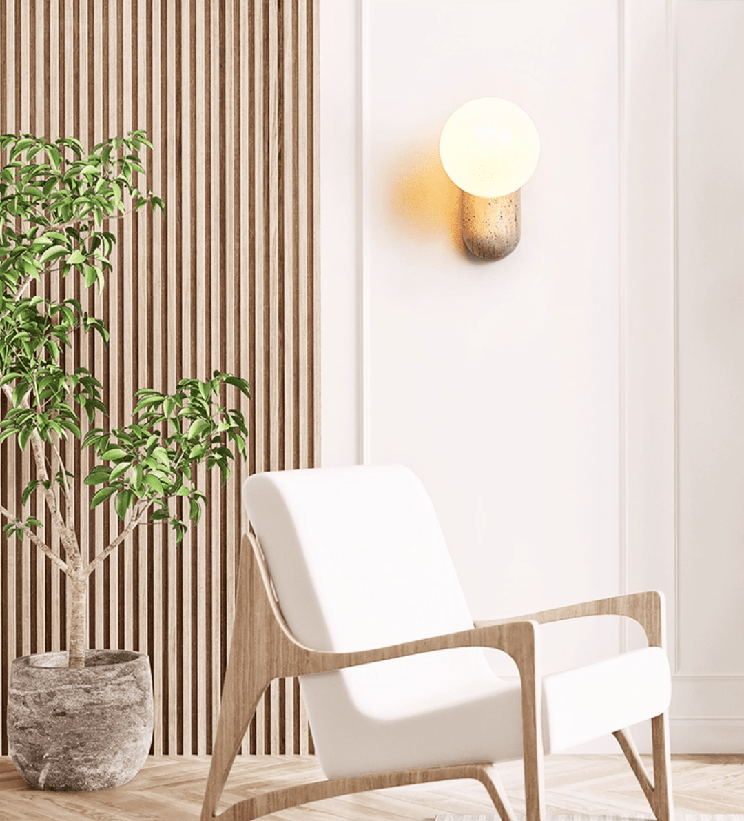 Travertine Pebble Wall Light