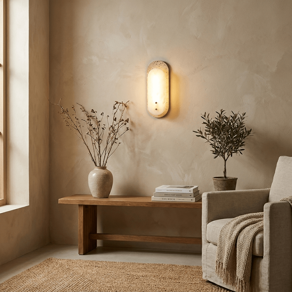 Travertine Pill Sconce
