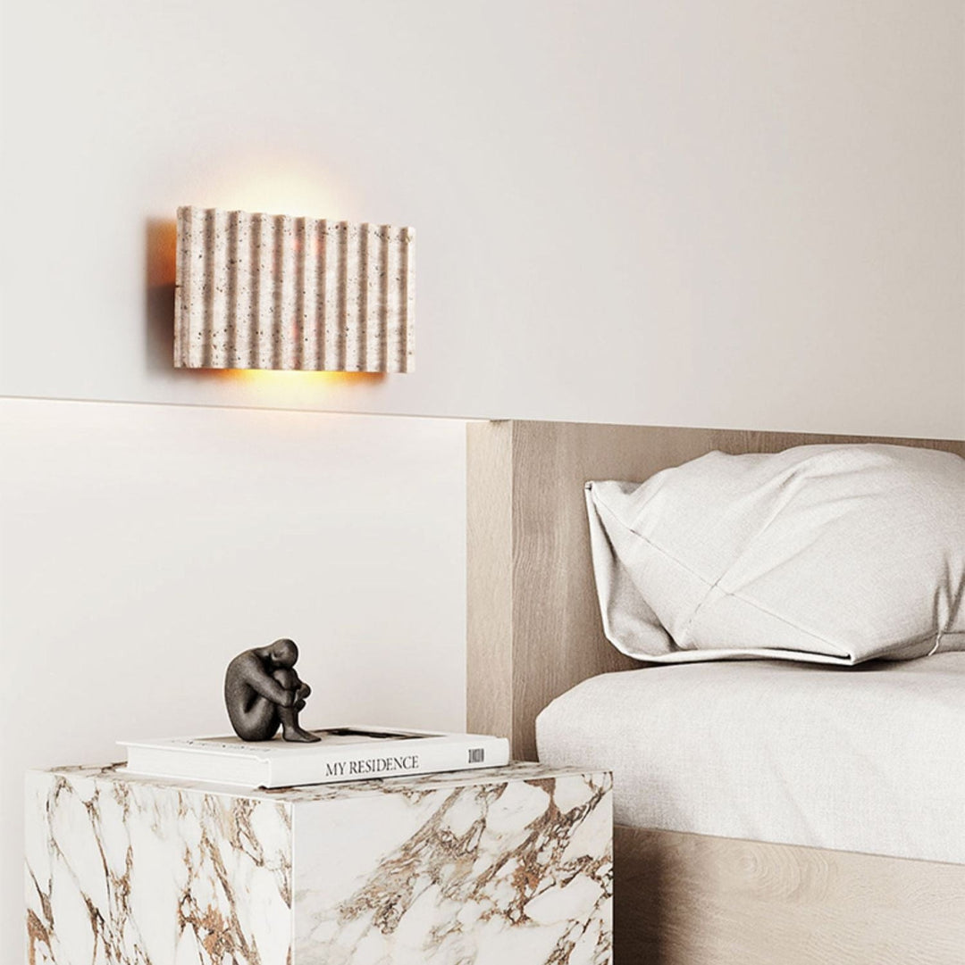 Travertine Ribbed Wall Sconce