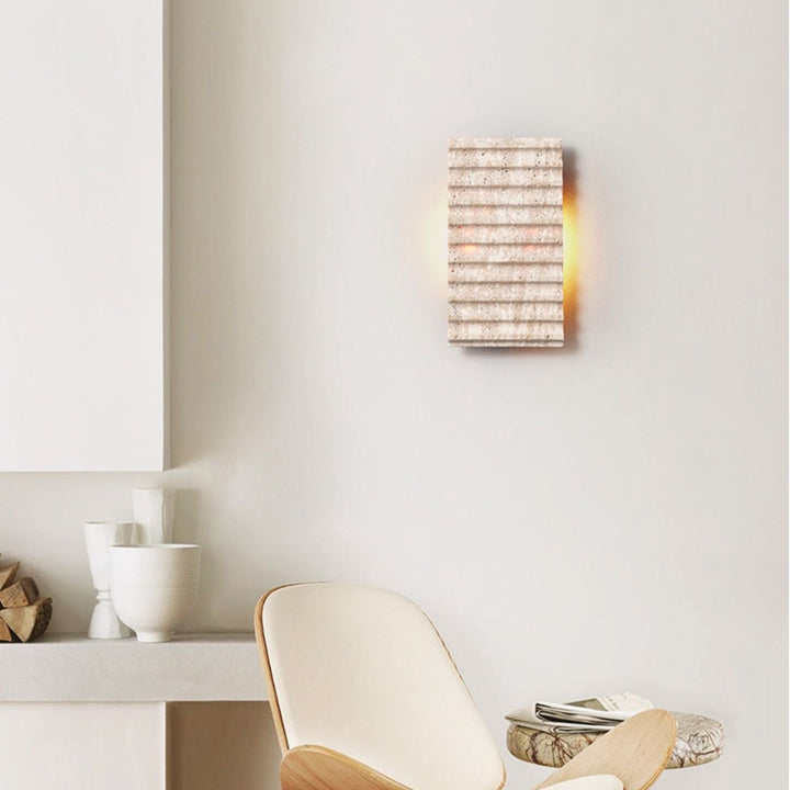Travertine Ribbed Wall Sconce