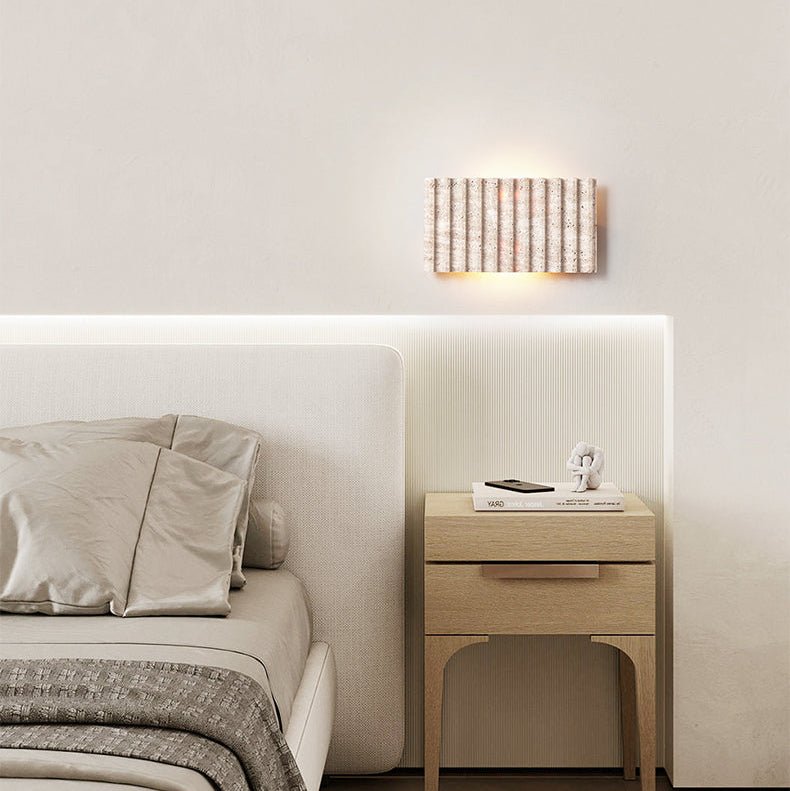 Travertine Ribbed Wall Sconce