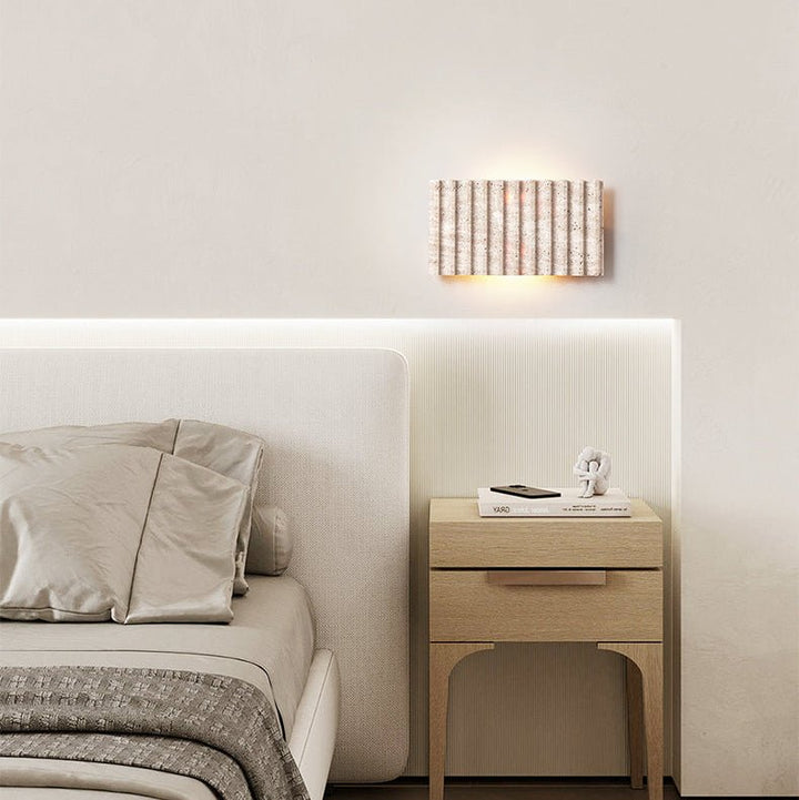 Travertine Ribbed Wall Sconce