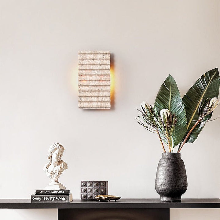 Travertine Ribbed Wall Sconce