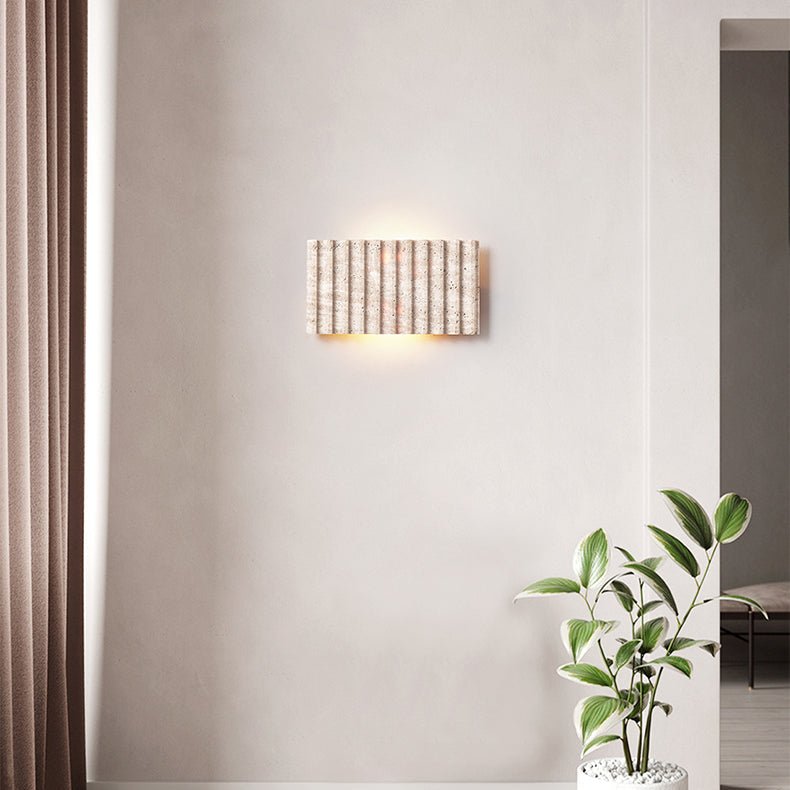 Travertine Ribbed Wall Sconce