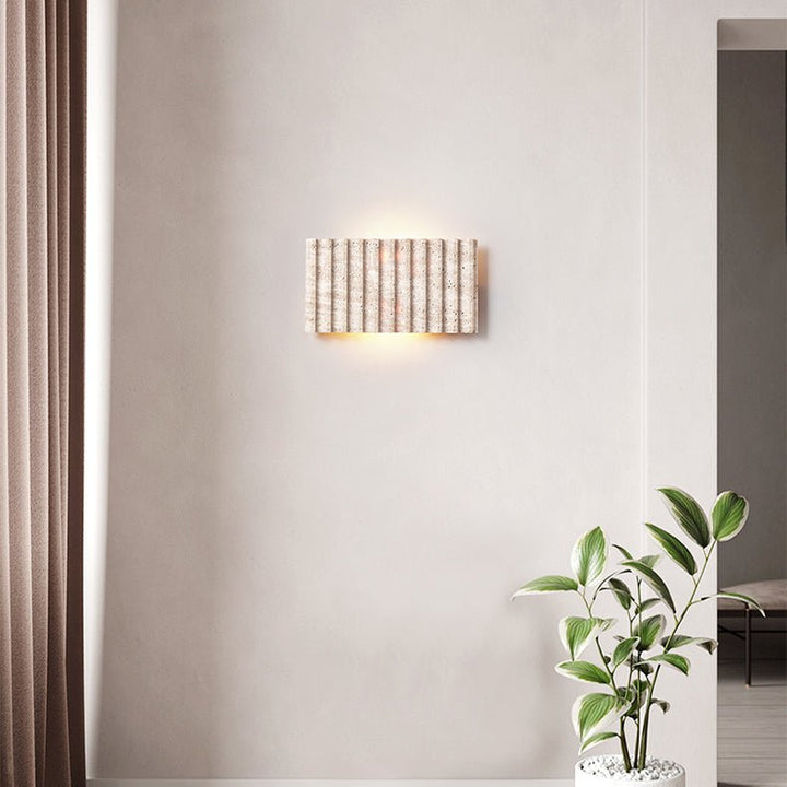 Travertine Ribbed Wall Sconce