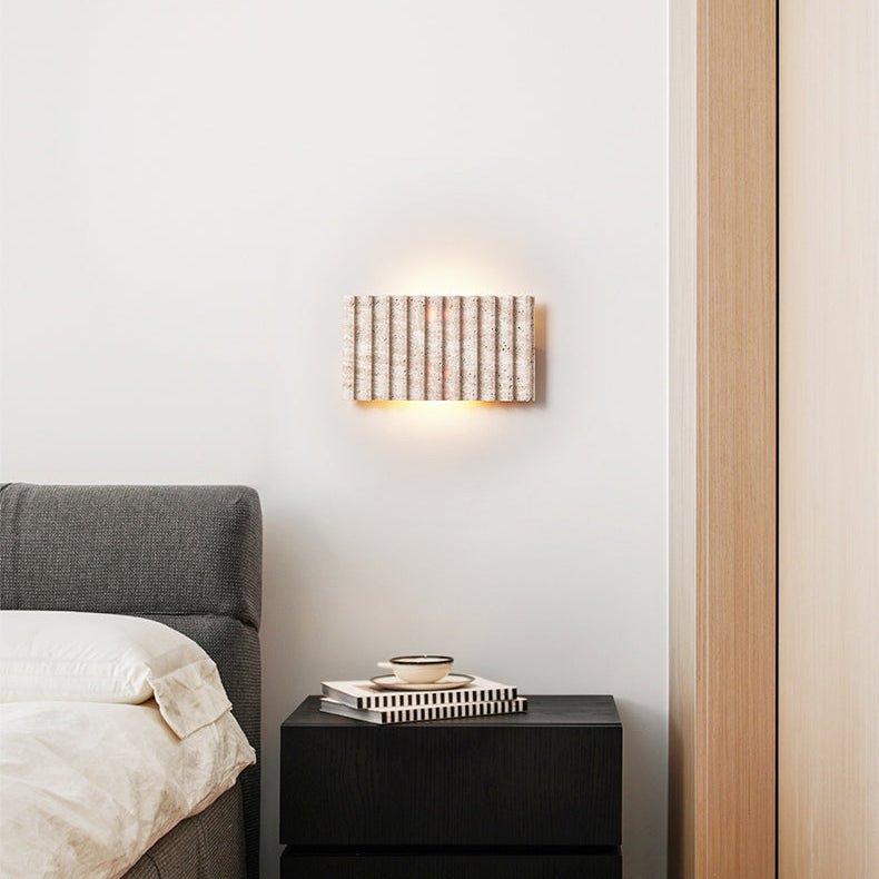 Travertine Ribbed Wall Sconce