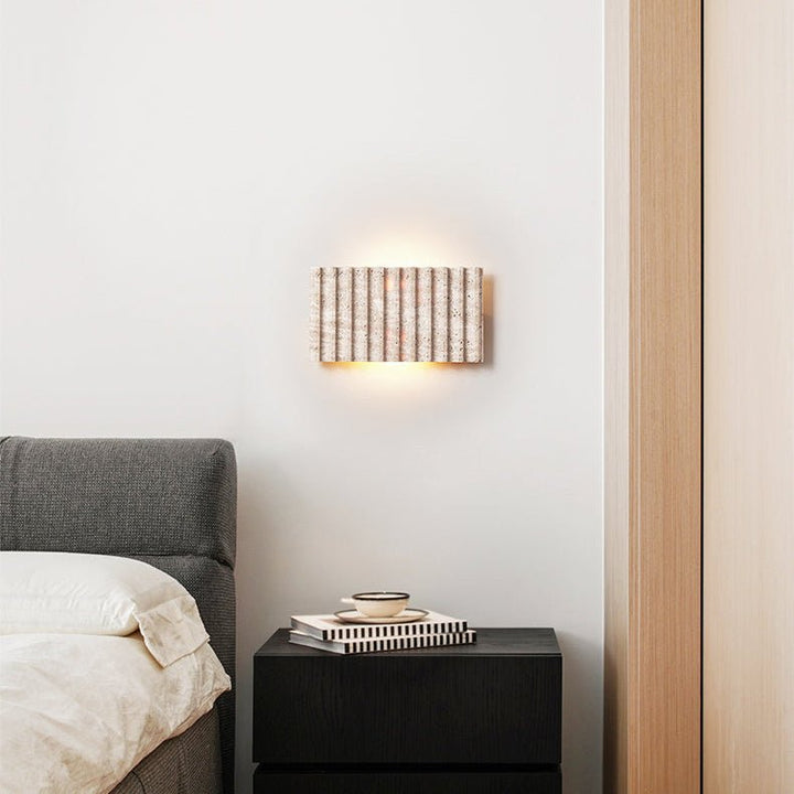 Travertine Ribbed Wall Sconce