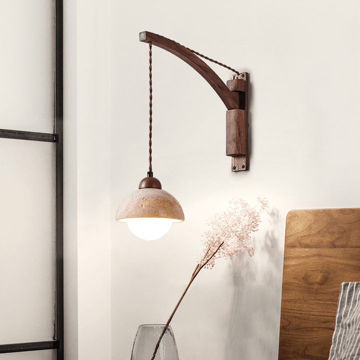 Travertine Swing Arm Wall Sconce