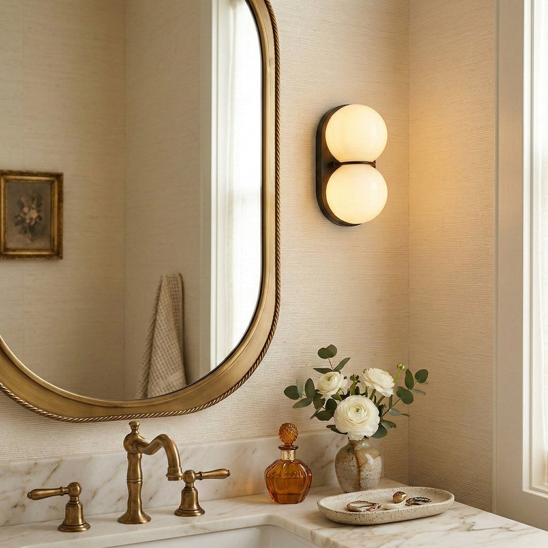 Two Globe Glass Wall Sconce