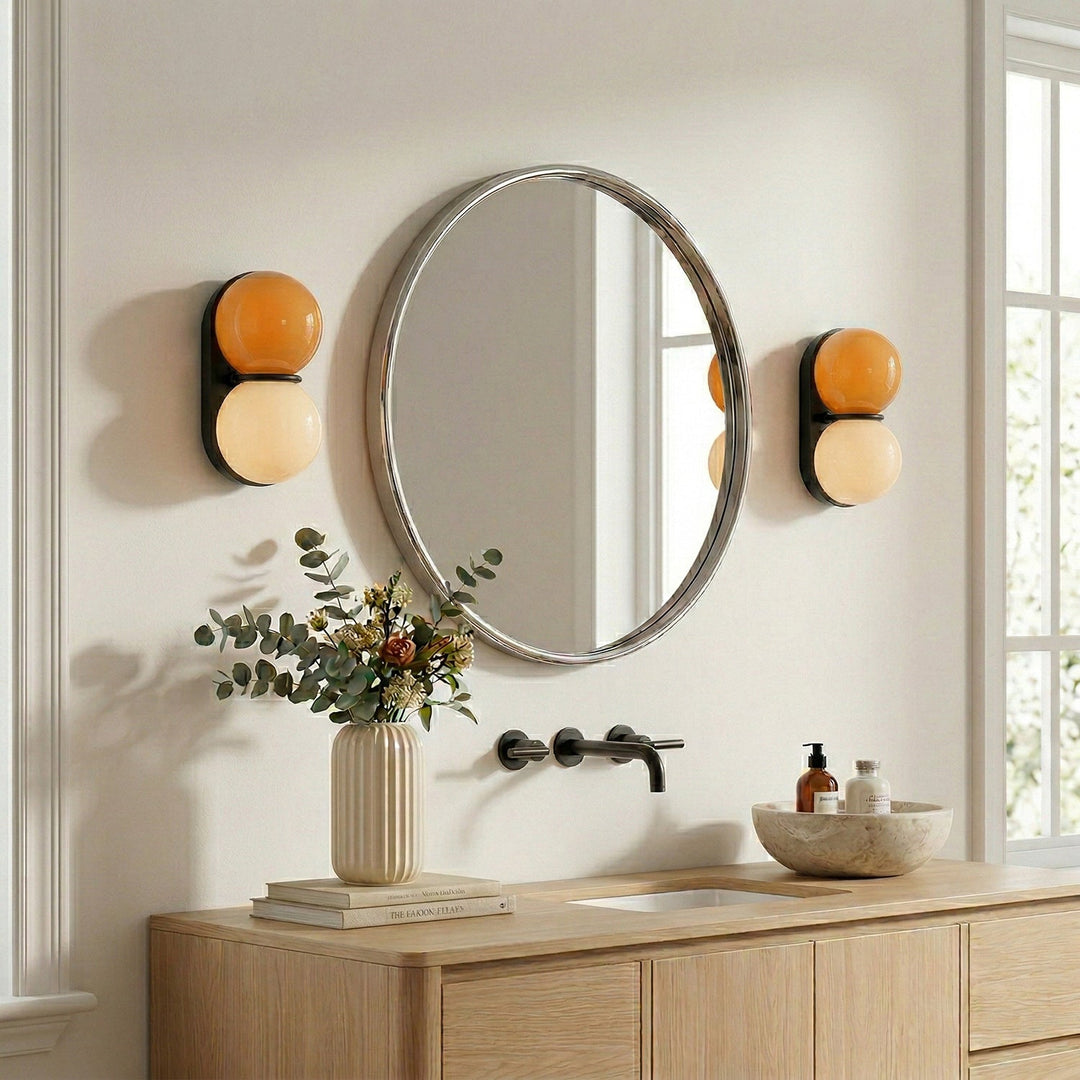 Two Globe Glass Wall Sconce