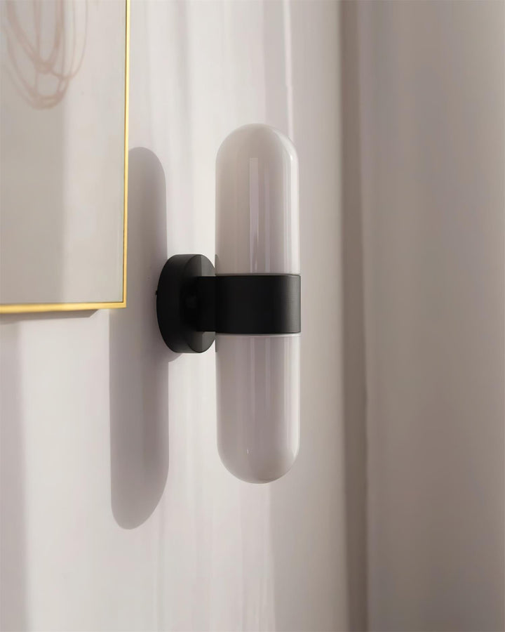 Vertical Capsule Glass Wall Sconce
