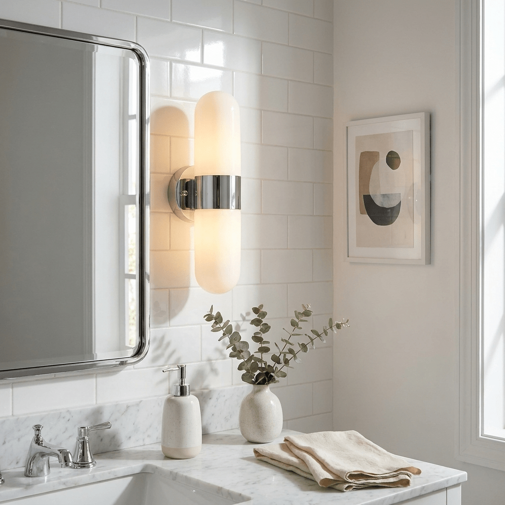 Vertical Capsule Glass Wall Sconce