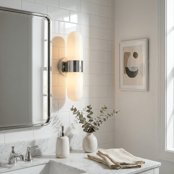 Vertical Capsule Glass Wall Sconce