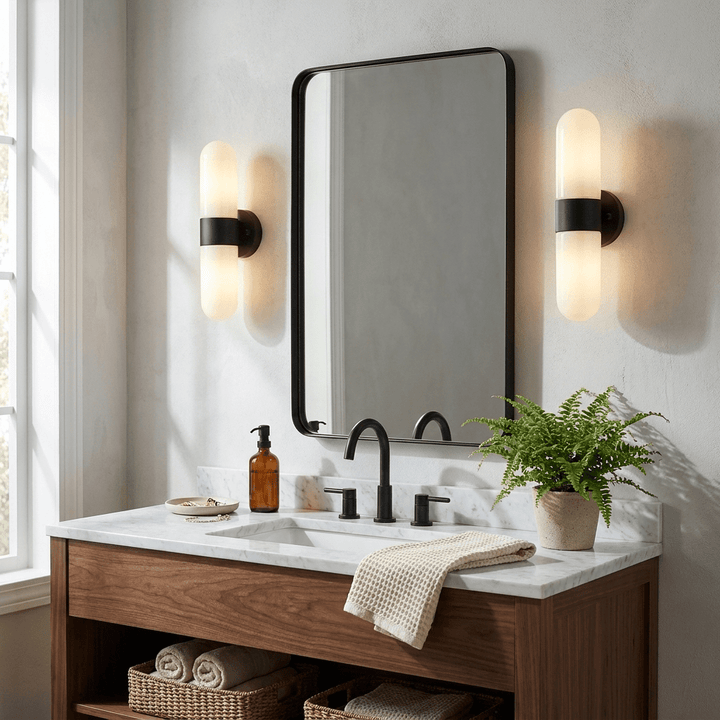 Vertical Capsule Glass Wall Sconce
