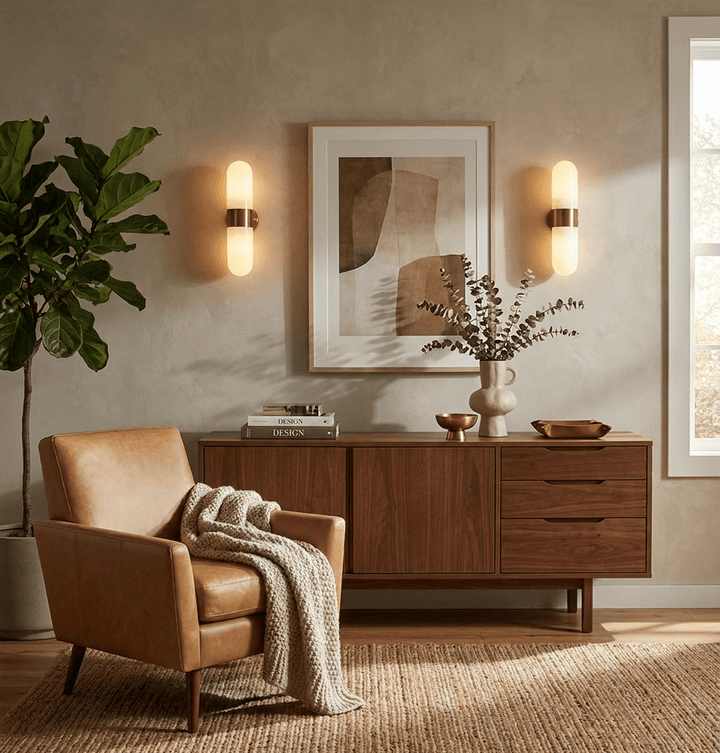 Vertical Capsule Glass Wall Sconce