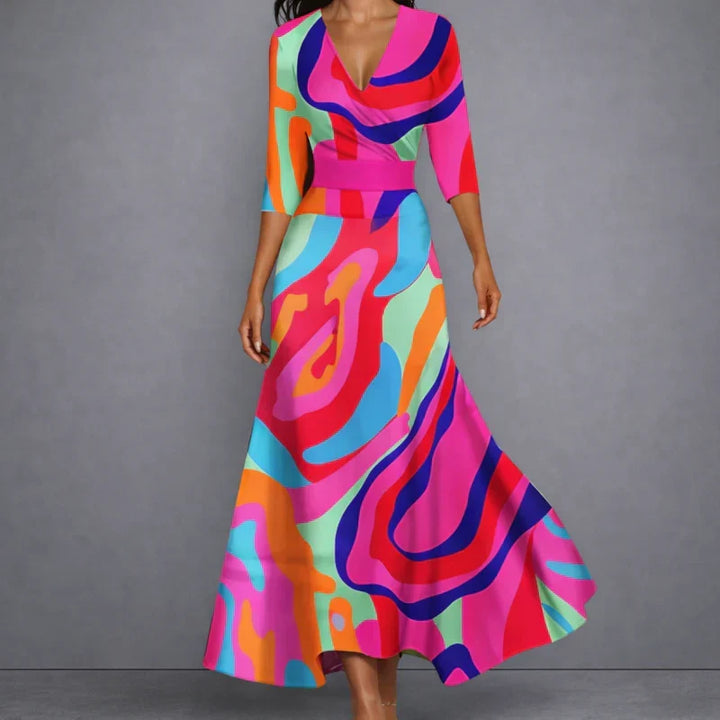 KLEURRIJKE MAXI-JURK VOOR VROUWEN