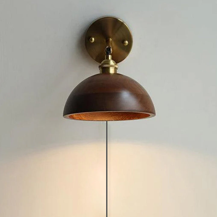 Vintage Wood Plug-in Wall Lamp