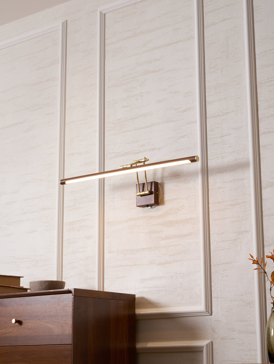 Walnut Color Linear Adjustable Wall Light
