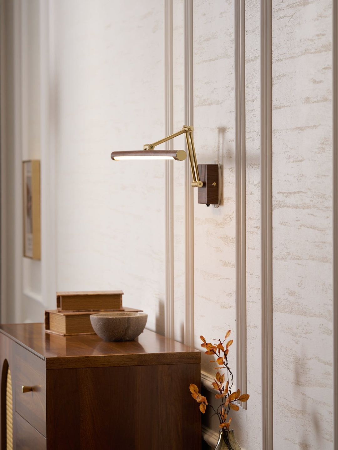 Walnut Color Linear Adjustable Wall Light